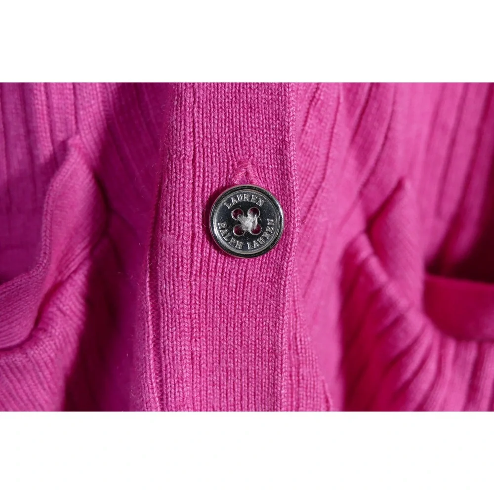 Lauren Ralph Lauren Preppy Silk Cashmere Cardigan Size S Pink Academia Old Money